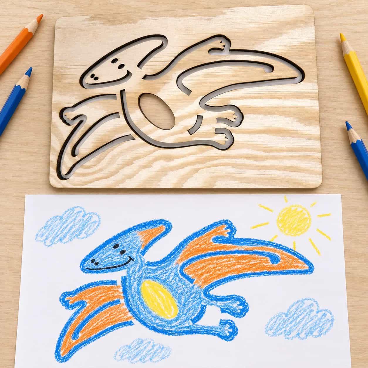 Rajzsablon Dinoszauruszok – Pterodaktilusz, 2. változat