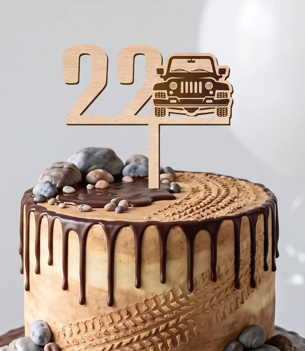 Off-road Jeep fa tortadísz – szülinapra