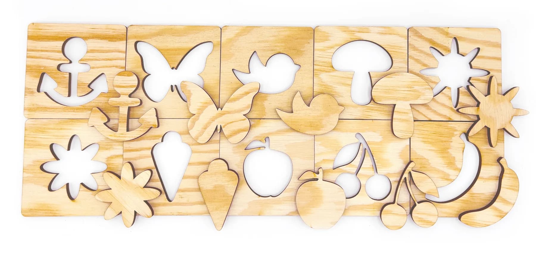 Fa oktató puzzle – formák, tárgyak és számok vegyesen (50 db, véletlen válogatás)