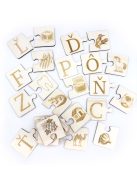 Betűcske - Ábécé puzzle – betűk és képek párosítása (fából készült)