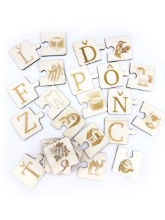   Betűcske - Ábécé puzzle – betűk és képek párosítása (fából készült)