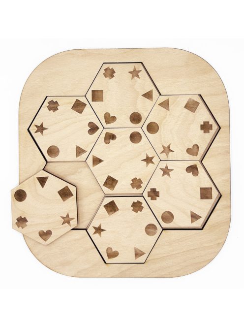Fa logikai puzzle – Alakzatok hatszögekben